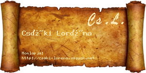 Csáki Loréna névjegykártya